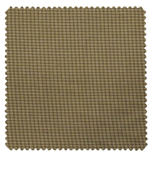 Grado by Grasim Khakhi Polyester Viscose Brown Micro Checks Unstitched Suiting Fabric