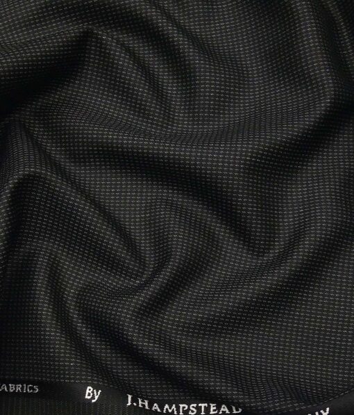 J.Hamsptead by Siyaram's Black Polyester Viscose Grey Structured Unstitched Suiting Fabric