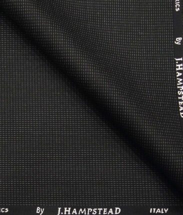 J.Hamsptead by Siyaram's Black Polyester Viscose Grey Structured Unstitched Suiting Fabric