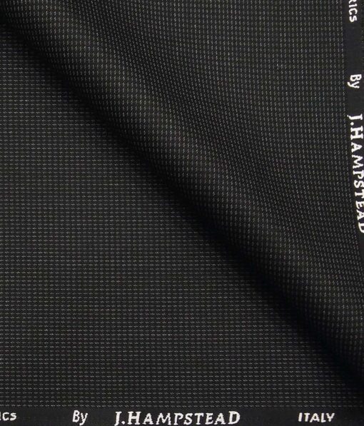 J.Hamsptead by Siyaram's Black Polyester Viscose Grey Structured Unstitched Suiting Fabric