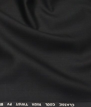 J.Hamsptead by Siyaram's Black Polyester Viscose Self Design Unstitched Suiting Fabric