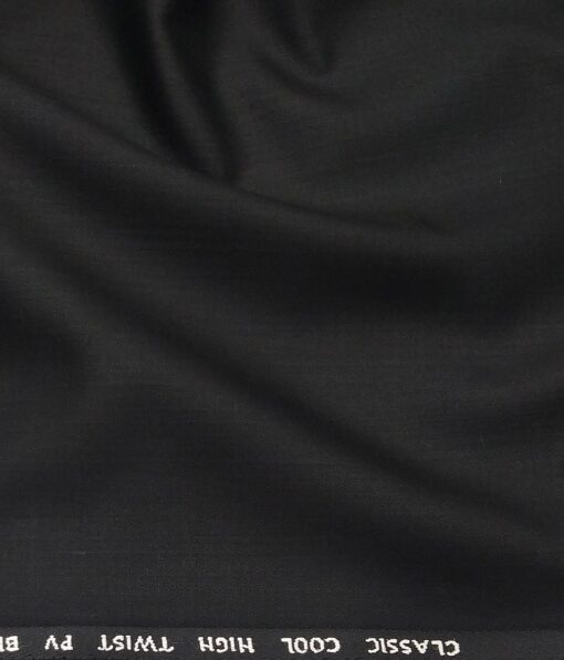 J.Hamsptead by Siyaram's Black Polyester Viscose Self Design Unstitched Suiting Fabric