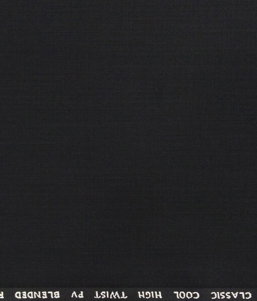 J.Hamsptead by Siyaram's Black Polyester Viscose Self Design Unstitched Suiting Fabric