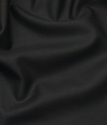 J.Hamsptead by Siyaram's Black Polyester Viscose Grey Self Structured Unstitched Suiting Fabric