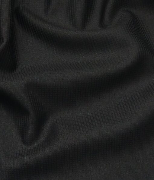J.Hamsptead by Siyaram's Black Polyester Viscose Grey Self Structured Unstitched Suiting Fabric