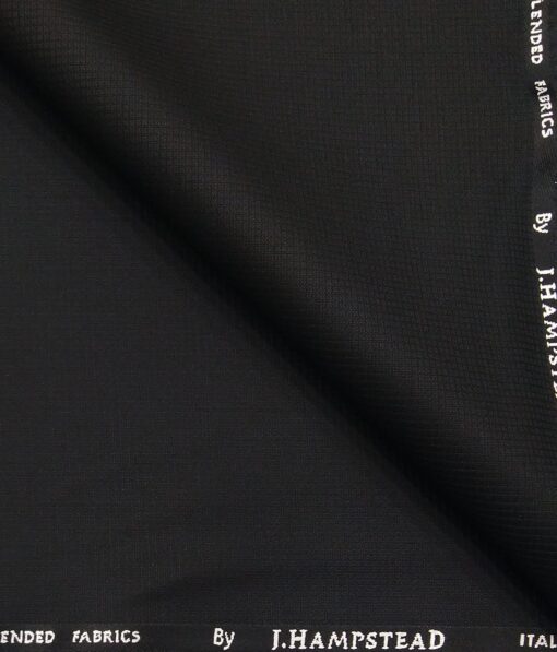 J.Hamsptead by Siyaram's Black Polyester Viscose Grey Self Structured Unstitched Suiting Fabric