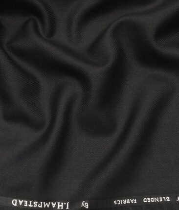 J.Hamsptead by Siyaram's Black Polyester Viscose Structured Unstitched Suiting Fabric