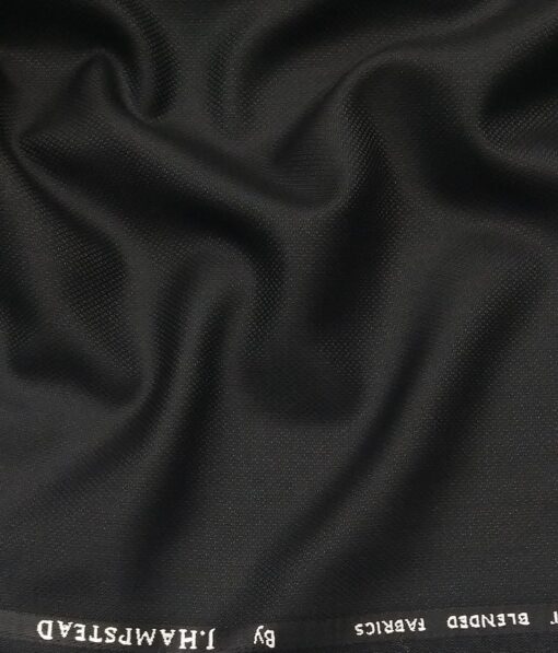 J.Hamsptead by Siyaram's Black Polyester Viscose Structured Unstitched Suiting Fabric