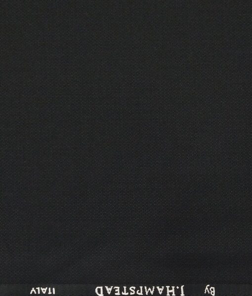 J.Hamsptead by Siyaram's Black Polyester Viscose Structured Unstitched Suiting Fabric
