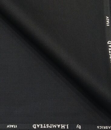 J.Hamsptead by Siyaram's Black Polyester Viscose Structured Unstitched Suiting Fabric