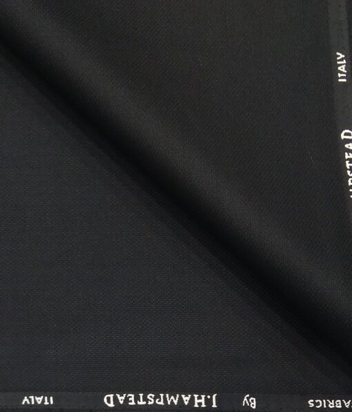 J.Hamsptead by Siyaram's Black Polyester Viscose Structured Unstitched Suiting Fabric