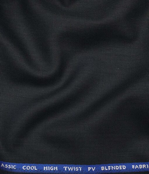 J.Hamsptead by Siyaram's Dark Blue Polyester Viscose Structured Unstitched Suiting Fabric