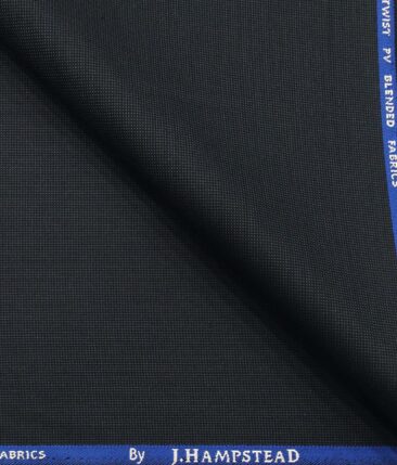 J.Hamsptead by Siyaram's Dark Blue Polyester Viscose Structured Unstitched Suiting Fabric