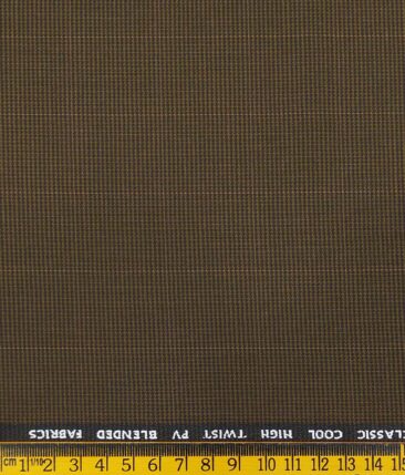 J.Hamsptead by Siyaram's Coffee Brown Polyester Viscose Structured Cum Checks Unstitched Suiting Fabric