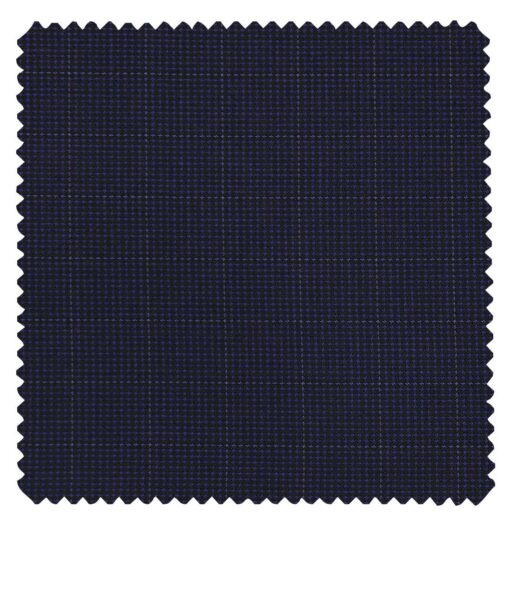 J.Hamsptead by Siyaram's Dark Berry Blue Polyester Viscose Structured cum Checks Unstitched Suiting Fabric