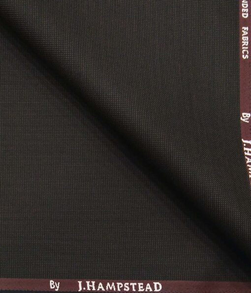 J.Hamsptead by Siyaram's Dark Brown Polyester Viscose Brown Checks Unstitched Suiting Fabric