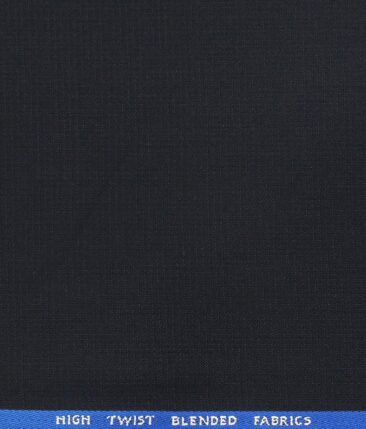 J.Hamsptead by Siyaram's Dark Navy Blue Polyester Viscose Structured Unstitched Suiting Fabric