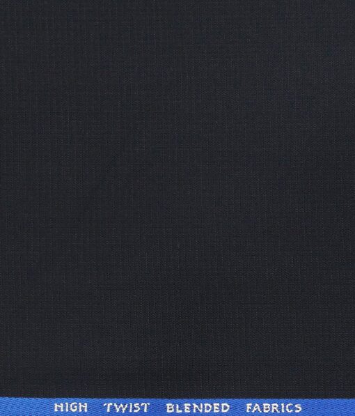 J.Hamsptead by Siyaram's Dark Navy Blue Polyester Viscose Structured Unstitched Suiting Fabric