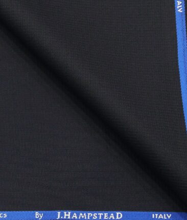 J.Hamsptead by Siyaram's Dark Navy Blue Polyester Viscose Structured Unstitched Suiting Fabric