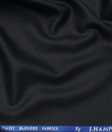 J.Hamsptead by Siyaram's Dark Navy Blue Polyester Viscose Self Structured Unstitched Suiting Fabric