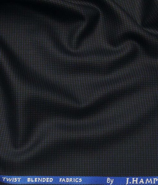 J.Hamsptead by Siyaram's Dark Navy Blue Polyester Viscose Self Structured Unstitched Suiting Fabric