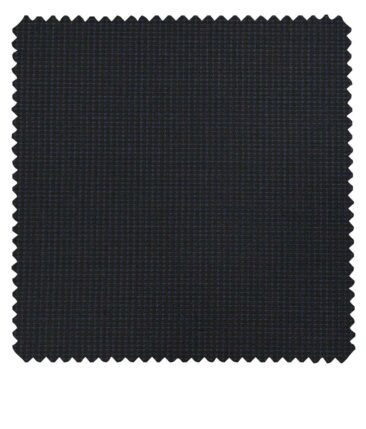 J.Hamsptead by Siyaram's Dark Navy Blue Polyester Viscose Self Structured Unstitched Suiting Fabric