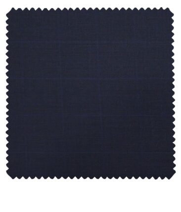 J.Hamsptead by Siyaram's Dark Royal Blue Polyester Viscose Self Broad Checks Unstitched Suiting Fabric