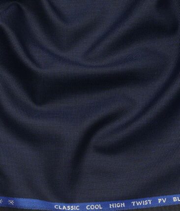 J.Hamsptead by Siyaram's Dark Royal Blue Polyester Viscose Structured Unstitched Suiting Fabric