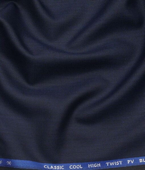 J.Hamsptead by Siyaram's Dark Royal Blue Polyester Viscose Structured Unstitched Suiting Fabric