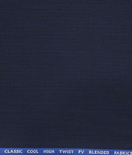 J.Hamsptead by Siyaram's Dark Royal Blue Polyester Viscose Structured Unstitched Suiting Fabric