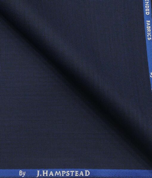 J.Hamsptead by Siyaram's Dark Royal Blue Polyester Viscose Structured Unstitched Suiting Fabric