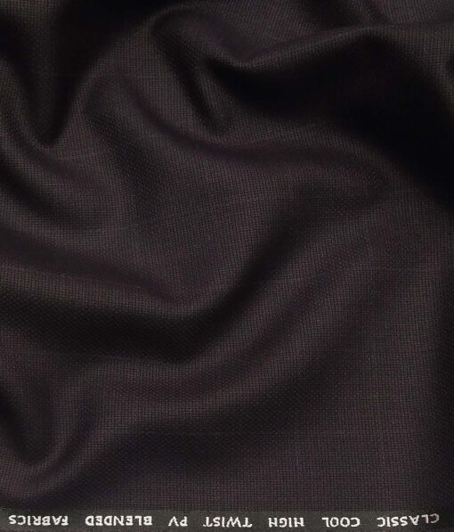 J.Hamsptead by Siyaram's Dark Wined  Polyester Viscose Structured Cum Self Checks Unstitched Suiting Fabric