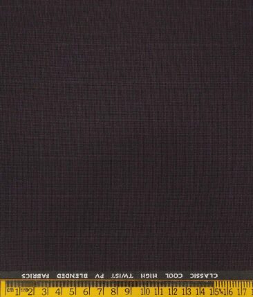 J.Hamsptead by Siyaram's Dark Wined  Polyester Viscose Structured Cum Self Checks Unstitched Suiting Fabric