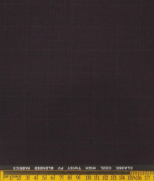 J.Hamsptead by Siyaram's Dark Wined  Polyester Viscose Structured Cum Self Checks Unstitched Suiting Fabric