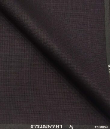 J.Hamsptead by Siyaram's Dark Wined  Polyester Viscose Structured Cum Self Checks Unstitched Suiting Fabric
