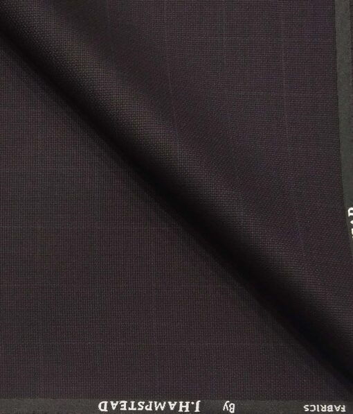 J.Hamsptead by Siyaram's Dark Wined  Polyester Viscose Structured Cum Self Checks Unstitched Suiting Fabric