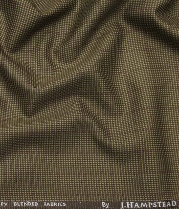 J.Hamsptead by Siyaram's Hazelnut Beige Polyester Viscose Pink Structured Cum Checks Unstitched Suiting Fabric