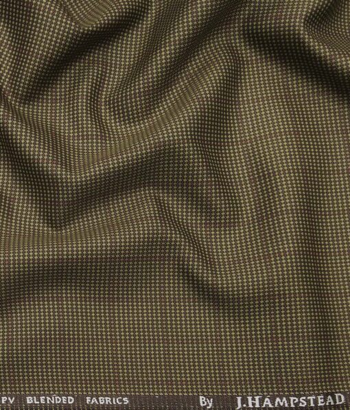 J.Hamsptead by Siyaram's Hazelnut Beige Polyester Viscose Pink Structured Cum Checks Unstitched Suiting Fabric
