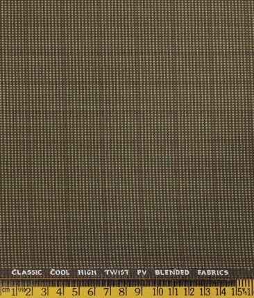 J.Hamsptead by Siyaram's Hazelnut Beige Polyester Viscose Pink Structured Cum Checks Unstitched Suiting Fabric