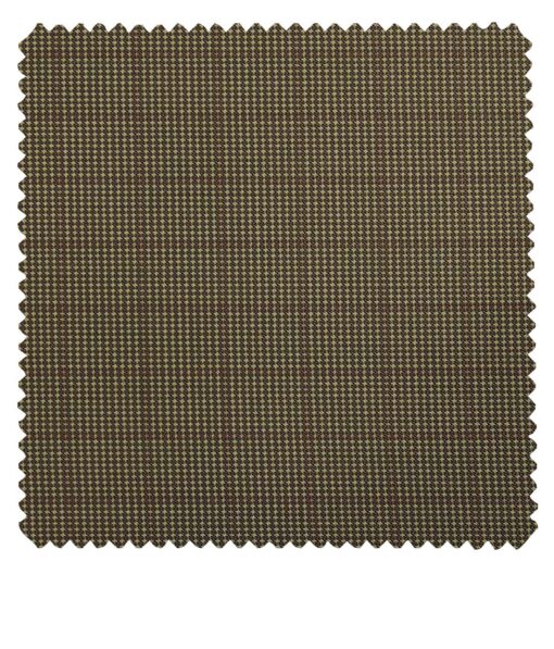 J.Hamsptead by Siyaram's Hazelnut Beige Polyester Viscose Pink Structured Cum Checks Unstitched Suiting Fabric