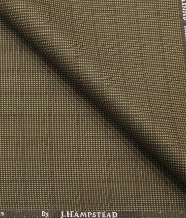 J.Hamsptead by Siyaram's Hazelnut Beige Polyester Viscose Pink Structured Cum Checks Unstitched Suiting Fabric