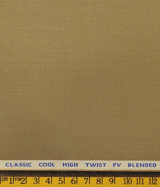 J.Hamsptead by Siyaram's Khakhi Polyester Viscose Structured Unstitched Suiting Fabric