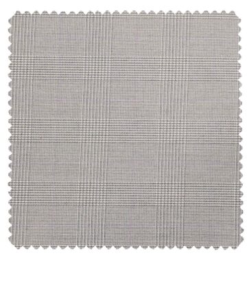 J.Hamsptead by Siyaram's Light Grey Polyester Viscose Self Broad Checks Unstitched Suiting Fabric