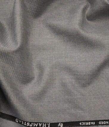 J.Hamsptead by Siyaram's Light Grey Polyester Viscose Self Structured Unstitched Suiting Fabric