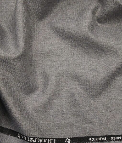 J.Hamsptead by Siyaram's Light Grey Polyester Viscose Self Structured Unstitched Suiting Fabric
