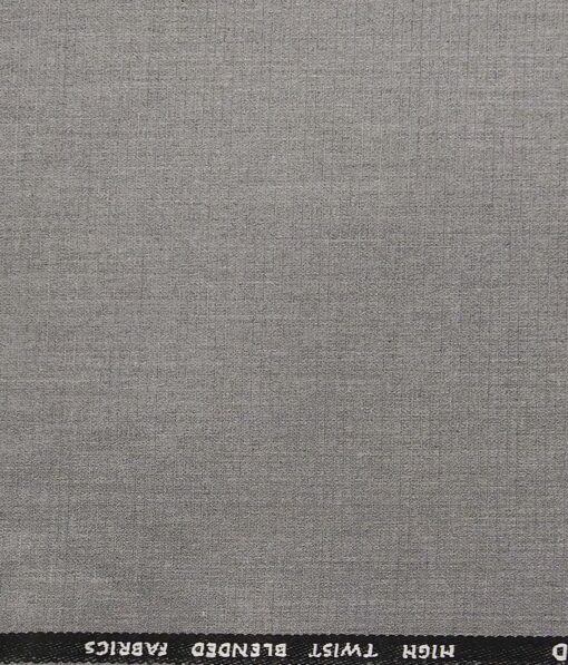 J.Hamsptead by Siyaram's Light Grey Polyester Viscose Self Structured Unstitched Suiting Fabric