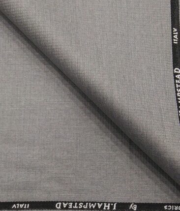 J.Hamsptead by Siyaram's Light Grey Polyester Viscose Self Structured Unstitched Suiting Fabric