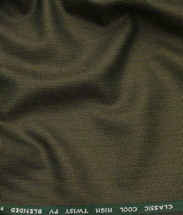 J.Hamsptead by Siyaram's Light Moss Green Polyester Viscose Structured Unstitched Suiting Fabric