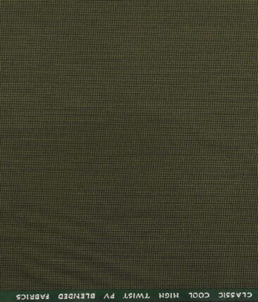 J.Hamsptead by Siyaram's Light Moss Green Polyester Viscose Structured Unstitched Suiting Fabric