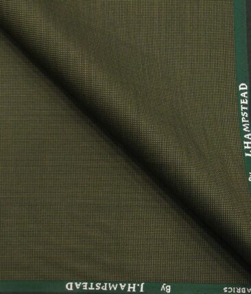 J.Hamsptead by Siyaram's Light Moss Green Polyester Viscose Structured Unstitched Suiting Fabric